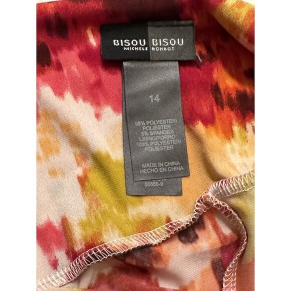 Bisou Bisou Dress Women Size 14 Sleeveless Bead Embroidered Tie Belt Colorful - Picture 13 of 14